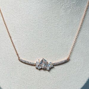 Bomb Party Rose Gold plating Diamond Cubic Zirconia Cluster Necklace NK50679